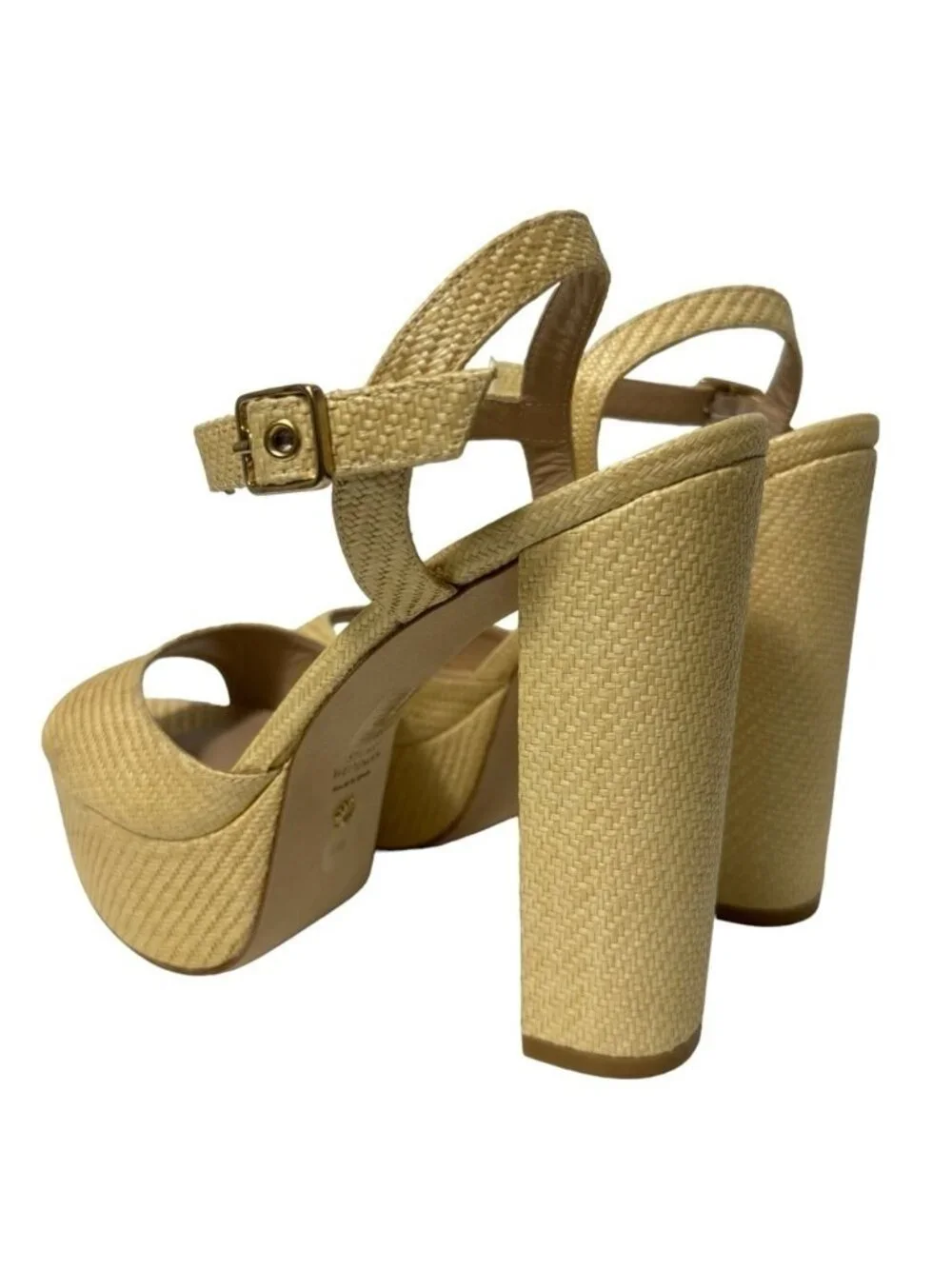 NWT Stuart Weitzman Ryder 95 Tan Platform Sandal Wheat Textured Rafia Size 10